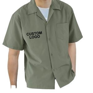 Chemises décontractées sur mesure en velours côtelé à carreaux, broderie de haute qualité, boutons, impression par transfert thermique pour hommes coupe oversize - Product Image 1