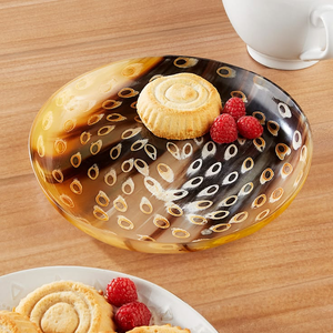 Luxury Large <b>Dish</b> Horn <b>Serving</b> Plate <b>Set</b> Ambergris Scented for Home Wedding Home Lavender Religious Star Anise - Product Image 3