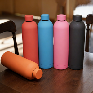 Bouteille d'eau de sport écologique en acier inoxydable à isolation sous vide, avec revêtement en caoutchouc, pour boissons chaudes et froides - Product Image 2