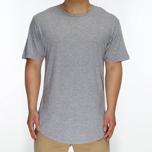 Men's Oversized T-Shirt for Men Round Bottom <b>Long</b> Tail Tee Scoop Neck Casual Cotton Streetwear Custom Logo OEM ODM Wholesale - Product Image 3