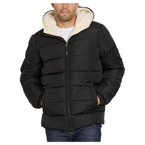 Wholesale <b>Mens</b> Winter Colorblock Puffer <b>Jacket</b> <b>Sherpa</b> <b>Fleece</b> Lined Padded Hooded <b>Jacket</b> - Product Image 4