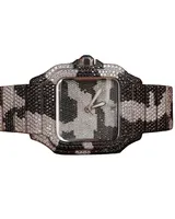 Montre de luxe pour homme, style hip-hop, boîtier rond serti de pierres, mouvement à quartz, bracelet en or blanc avec moissanite VVS et cadran intelligent personnalisé