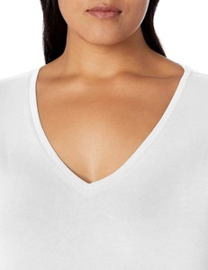 Camiseta Personalizada de Talla Grande para Mujer, Cuello en V, Manga Corta, Color Negro Sólido, Algodón, Estilo Casual, Corte Regular, Tela Jersey - Product Image 5