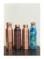 Bouteille d'eau Milton en cuivre martelé, écologique, personnalisée, style américain, avec couvercles – Grande capacité et portable pour les repas
