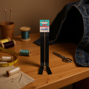 Cerniera Ilan 15 cm grigia con denti in metallo color rame per cucito e artigianato - Product Image 2