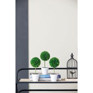 Set di 3 Mini Topiari Artificiali D3.5x9.5 in Vaso Color Crema, Decorazione Creativa e Originale per la Casa - Product Image 3