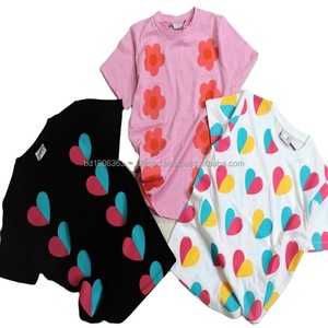 Vêtements d'été en coton en gros pour bébés et enfants, T-shirts et hauts colorés pour filles et garçons, mélange de coton doux, en boîte - Product Image 1