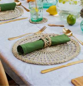 Anneau de serviette en rotin très vendu - Design classique moderne, option logo personnalisé, décoration de table pour fêtes et mariages - Product Image 2