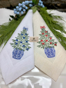 Luxury <b>Christmas</b> Handmade Embroidered 100% Linen Square Dinner Napkin Bunny <b>Tree</b> Holiday <b>Table</b> Decoration Custom OEM ODM Machine - Product Image 5