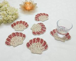 Set of Handmade Beaded Polyester/cotton Floral coaster for Home Use Eco-friendly - Product Image 2
