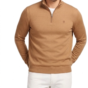 Sudadera de rendimiento para hombre, de invierno, con cremallera de cuarto, de forro polar, de poliéster y algodón, tejida, bordada, de color liso, al por mayor - Product Image 3