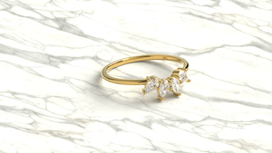 Luxury 18K Gold Pear Diamond Ring Curved Chevron Crown Band Teardrop Cluster Wedding Ring Jewelry Gift Fine Jewelry for Women - Product Image 3