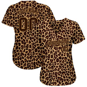 Custom Brown <b>Old</b> Gold Leopard Pattern Softball Jersey Authentic Breathable Women Team Uniform Sublimated Wholesale - Product Image 1