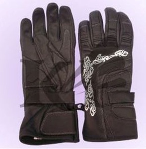 Black Full Finger Ski <b>Gloves</b> <b>Silver</b> Tribal Design Thermal Insulated Keven Impex KI-1708 Touchscreen Compatible Breathable Hook - Product Image 1