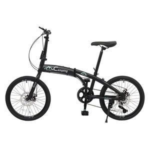 Bicicleta Plegable Negra de Acero con Alto Contenido de Carbono de 20 Pulgadas y 150 kg de Capacidad para Viajes Diarios, Marca CamPingSurvivals - Product Image 1