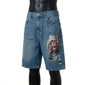 Snow Washed Baggy Jorts Men Loose Fit Denim Shorts Vintage Streetwear Wide Leg Summer <b>Jean</b> Shorts Custom OEM ODM - Product Image 6