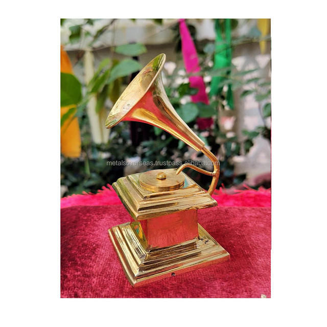 Luxury Brass Gramophone Antique Style Music Player Decorative Collectible for Vintage Interior Design and Executive Desk