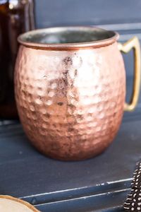 <b>Copper</b> cocktail mug set for elegant fireside beverage evenings hammered finish metal <b>cups</b> durable reusable bar serving mugs - Product Image 4