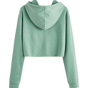 Sweat-shirt à capuche court en coton pour femme, avec capuche réglable, respirant, décontracté, pour tous les jours - Product Image 2