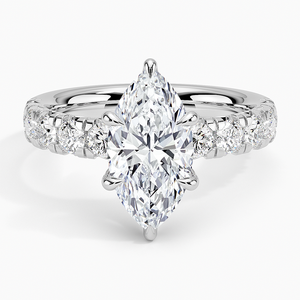 Anillo BOJ 0128 con Corte Marquesa, Plata 925, Anillo Solitario de Diamante con Engaste Francés de Lujo, 2ct, Color D, VVS1, Moissanita, Certificado GRA - Product Image 1