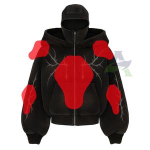 Nouveau sweat à capuche de moto lavé à l'acide noir à fermeture éclair 3A sweat à capuche de marque résistant à l'abrasion résistant aux coupures doublure renforcée sweats à capuche - Product Image 5