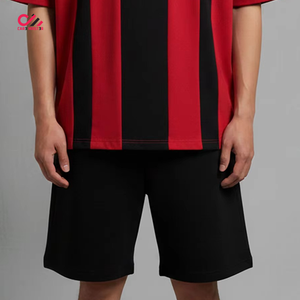 ชุดเสื้อยืดและกางเกงขาสั้นถักสีชมพูคุณภาพสูงสำหรับผู้ชาย ชุดลำลองสีพื้นสำหรับฤดูร้อน ระบายอากาศได้ดี ทรงหลวมสไตล์แบ็กกี้ - Product Image 6