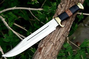 Couteau de chasse artisanal en acier inoxydable, manche en corne et laiton, pointe clip, lame droite, longueur totale 14 pouces, épaisseur de lame 0,5 mm - Product Image 3
