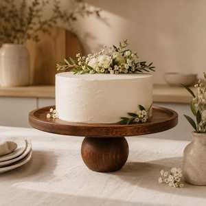 Support à gâteau élégant et solide en bois, support à gâteau rond unique, support à dessert de luxe pour mariage et fête, décoration pour la maison - Product Image 1