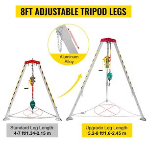 Kit Treppiede di Salvataggio per Spazi Confinati con Verricello da 1200 libbre, Gambe da 8 piedi e Cavo da 98 piedi (32,8 piedi) per Protezione Anticaduta - Product Image 4
