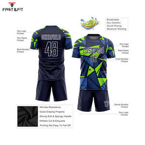 Maillots de football en sublimation, coton, manches courtes, antibactériens, séchage rapide, design personnalisé, vêtements de football - Product Image 3
