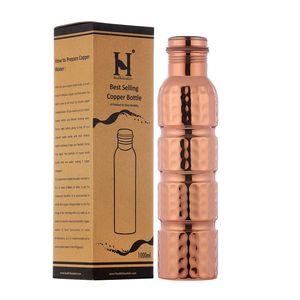 Bouteille d'eau réutilisable en cuivre imprimé avec bouchon hermétique durable pour la boisson ayurvédique et les voyages quotidiens de fitness - Product Image 4