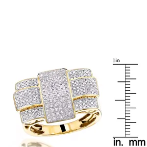 Bague pour homme EtherStar en or avec diamant de 1,00 ct, plaque à boucle géométrique étagée et bande pavée - Product Image 6