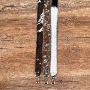 Hot Selling Handmade Hair on Cowhide 1.5" Shoulder Strap Western Genuine Leather Replacement <b>Bag</b> Straps with Antique Brass Snap - Product Image 3