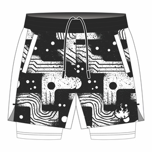 Men's MMA Training Shorts 2-in-1 With Compression Layer Quick Dry Printed Polyester Fight Shorts For Adults Regular Fit - Product Image 5
