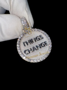 SHRAMAN DIAMOND Custom 925 Silver Iced Bling Letter Necklace Lab Grown Diamond Circle Disc Hip Hop Rapper Prom Parties Pendant - Product Image 6