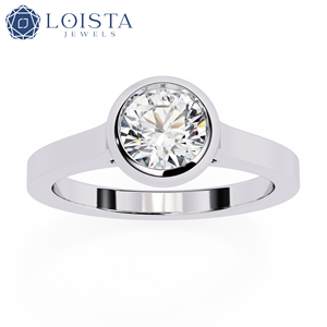 LOISTA Women's Platinum Round Brilliant Cut Diamond Engagement Ring GIA Certified Classic Style - Product Image 2