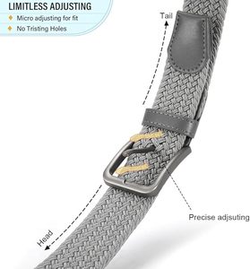 Cinturón Casual de Nylon Trenzado Gris con Hebilla de Zinc Puro, Cinturón Elástico y Duradero para Hombre - Product Image 6