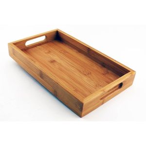 Plateau de service en bois Polansky, forme rectangulaire, bois massif, design minimaliste, durable, pour les fêtes, vaisselle et assiettes, plateau de service en bois - Product Image 6
