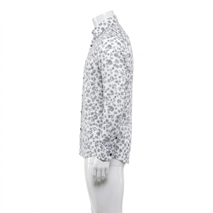 Camisa de Vestir de Manga Larga con Cuello Mandarín y Estampado Floral 100% Algodón para Hombre, Transpirable, Antiarrugas, Talla Grande - Product Image 2
