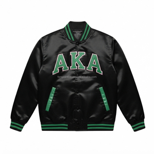 Chaquetas de satén AKA personalizadas al por mayor con logotipo para hermandades y fraternidades, diseño griego personalizado para AKA - Product Image 1