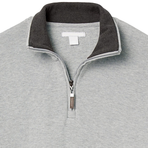 Sudadera de hombre con cremallera de un cuarto, forro polar personalizado con cremallera frontal, teñido liso, mezcla de algodón básico, sudadera económica para hombre - Product Image 3