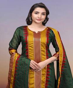 Conjunto de Dupatta y Top de Algodón Kanchi con Bordado Jacquard, Ropa Casual, Precio al por Mayor, Prenda Étnica Verde - Product Image 3