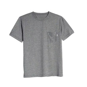 T-shirt en jersey de coton gris pour homme, coupe ajustée, col rond, manches courtes, couleur unie, respirant, design tricoté - Product Image 4