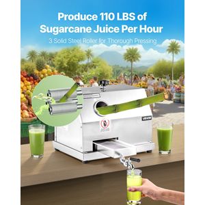 Estrattore di Succo di Canna da Zucchero Commerciale ad Alta Produzione con 3 Rulli in Acciaio Inox, Ingresso Grande da 2,4 Pollici, Grande Capacità - Product Image 2