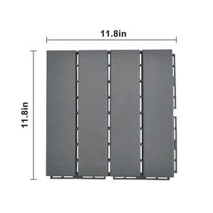 Pacco da 27 mattonelle di plastica ad incastro 11.8 "x 11.8" per pavimenti impermeabili per interni/esterni in grigio scuro - Product Image 3