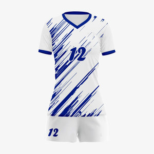 เสื้อวอลเลย์บอลหญิงคุณภาพสูง ชุดทีมพิมพ์ลายแบบซับลิเมชั่น สายรัดสีขาว ดีไซน์สำหรับทีมโรงเรียนหญิง ชุดยูนิฟอร์มวอลเลย์บอล - Product Image 1