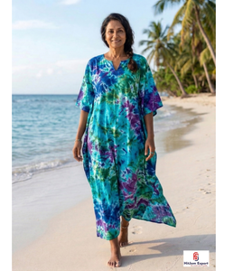 Women Stylish Printed <b>Kaftan</b> Dress Loose Fit Beach Wear Soft Fabric <b>Summer</b> Resort Cover Up Island Vacation Bulk Supply - Product Image 1