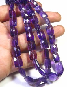 Cuentas facetadas de amatista de primera calidad, hilo de 16.5'' de amatista brasileña natural, cuentas baguette de 7-11mm con perforación central morada para bricolaje - Product Image 5
