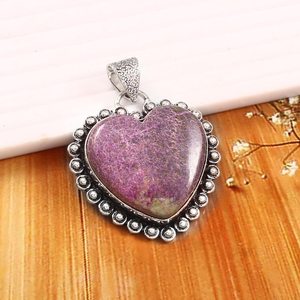 Colgante de purpurita, colgante de piedra preciosa natural, colgante en forma de corazón, colgante de plata de ley 925, colgante de joyería hecho a mano para mujer - Product Image 1
