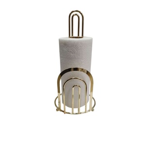 Porte-serviettes en papier de luxe en métal doré, distributeur de rouleaux de papier en acier inoxydable sur pied pour comptoir de cuisine et décoration de table à manger - Product Image 1